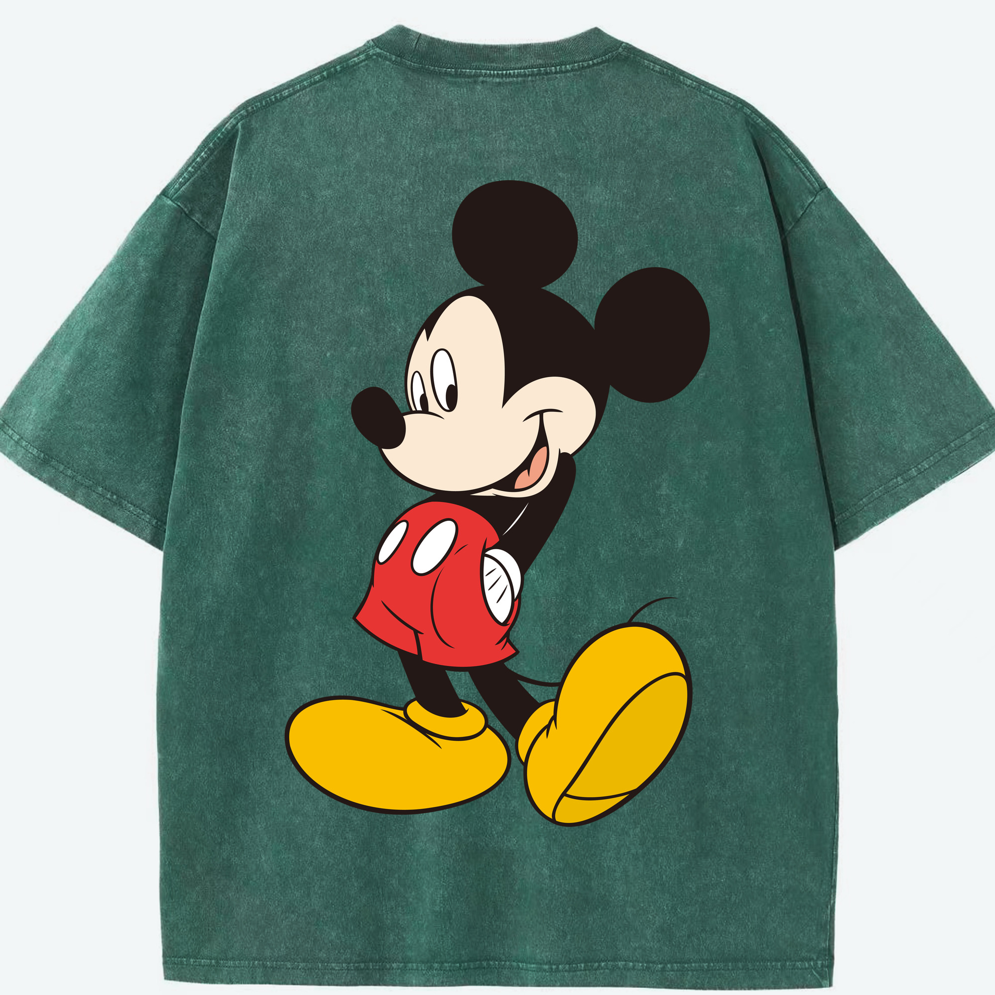 （画像用） ミッキーマウス Mickey Mouse 綿100% ヴィンテージ風 半袖Tシャツ（背面プリント）